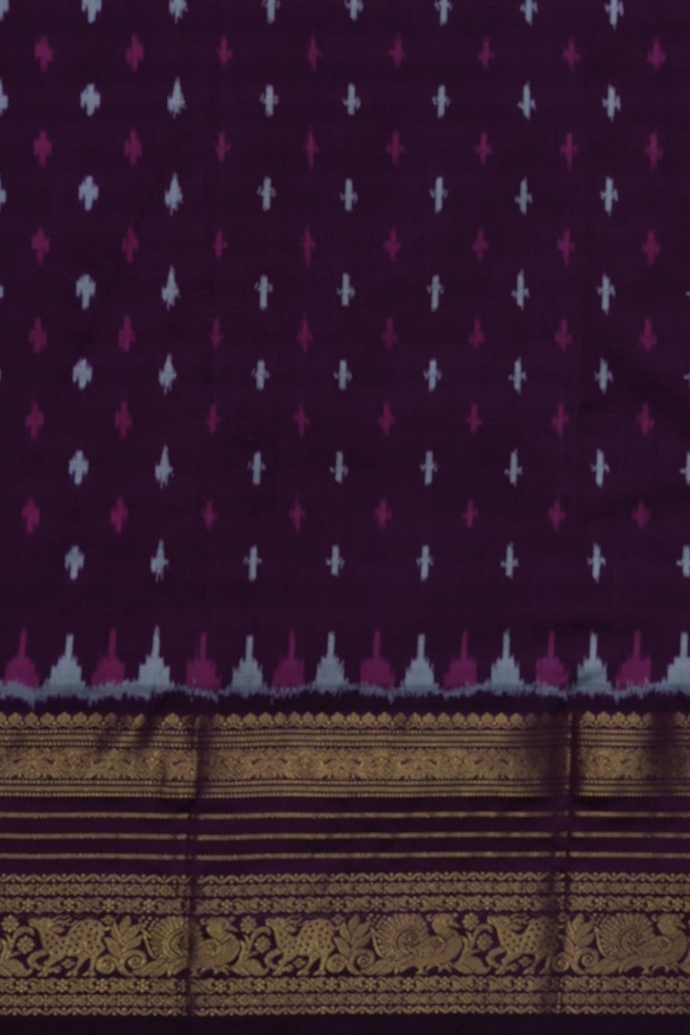 Image of Sea Blue Pochampally Ikat Twill Silk Saree