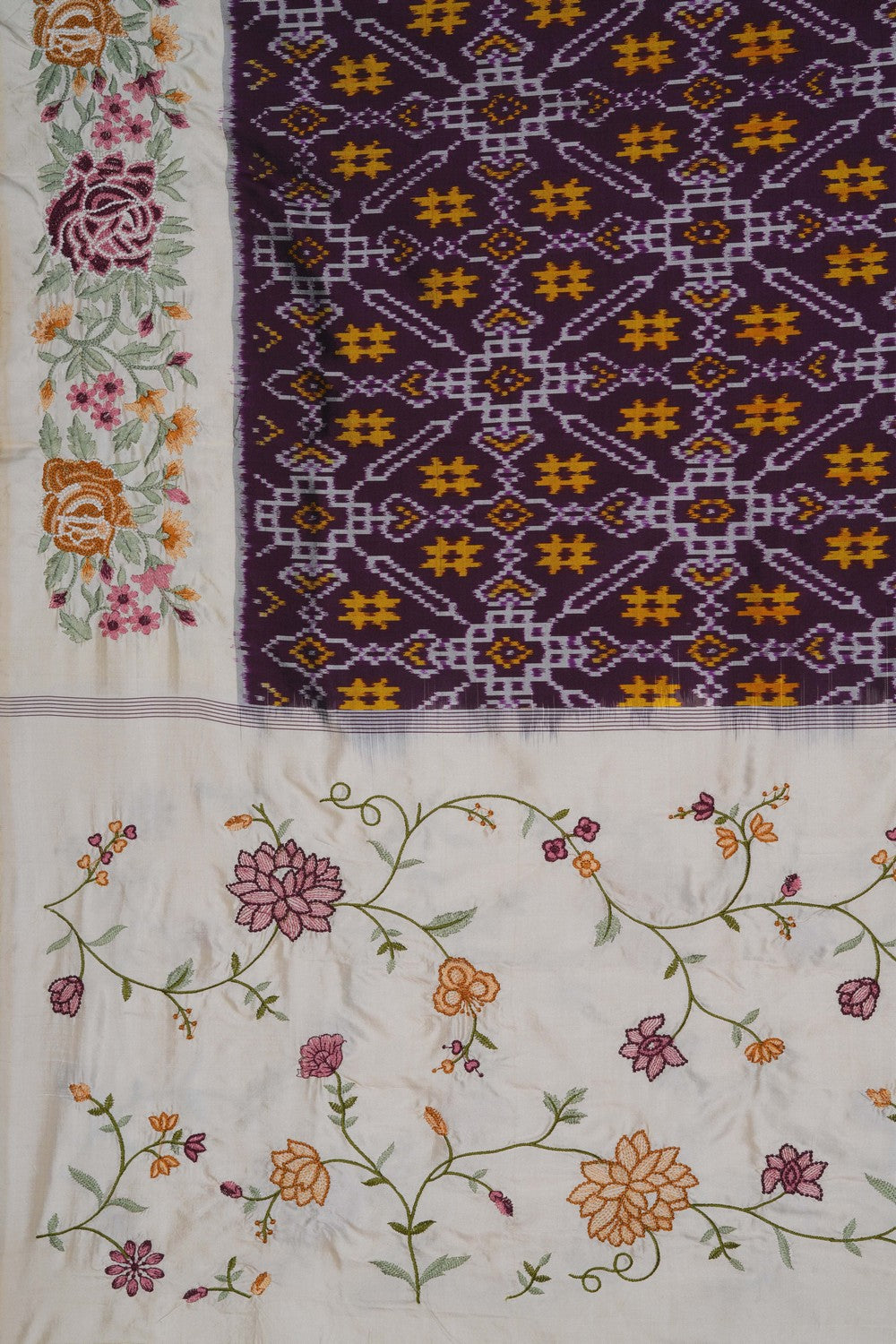 Image of Pochampally Ikat Silk Violet Dupatta