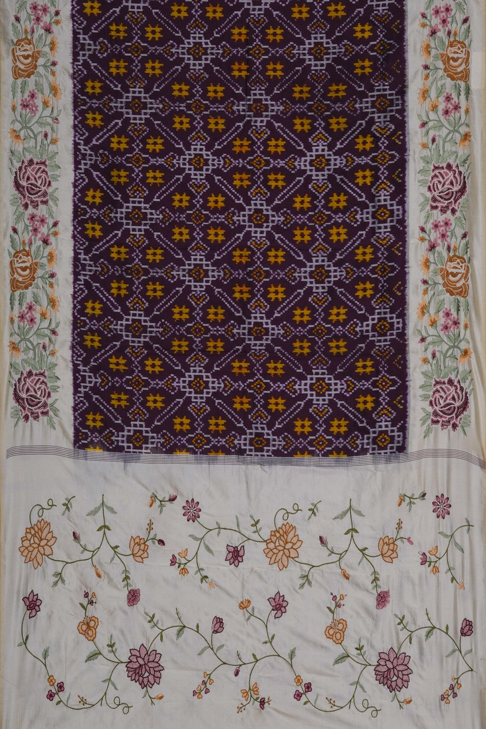 Image of Pochampally Ikat Silk Violet Dupatta