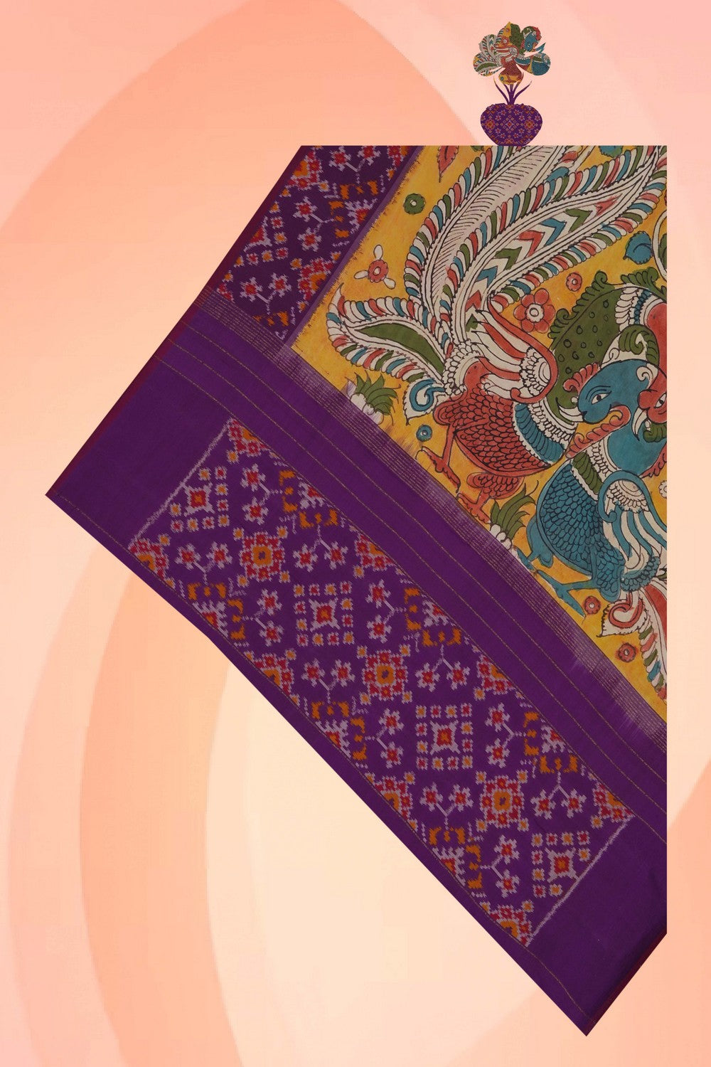 Image of Kalamkari Pochampally Fusion Dupatta