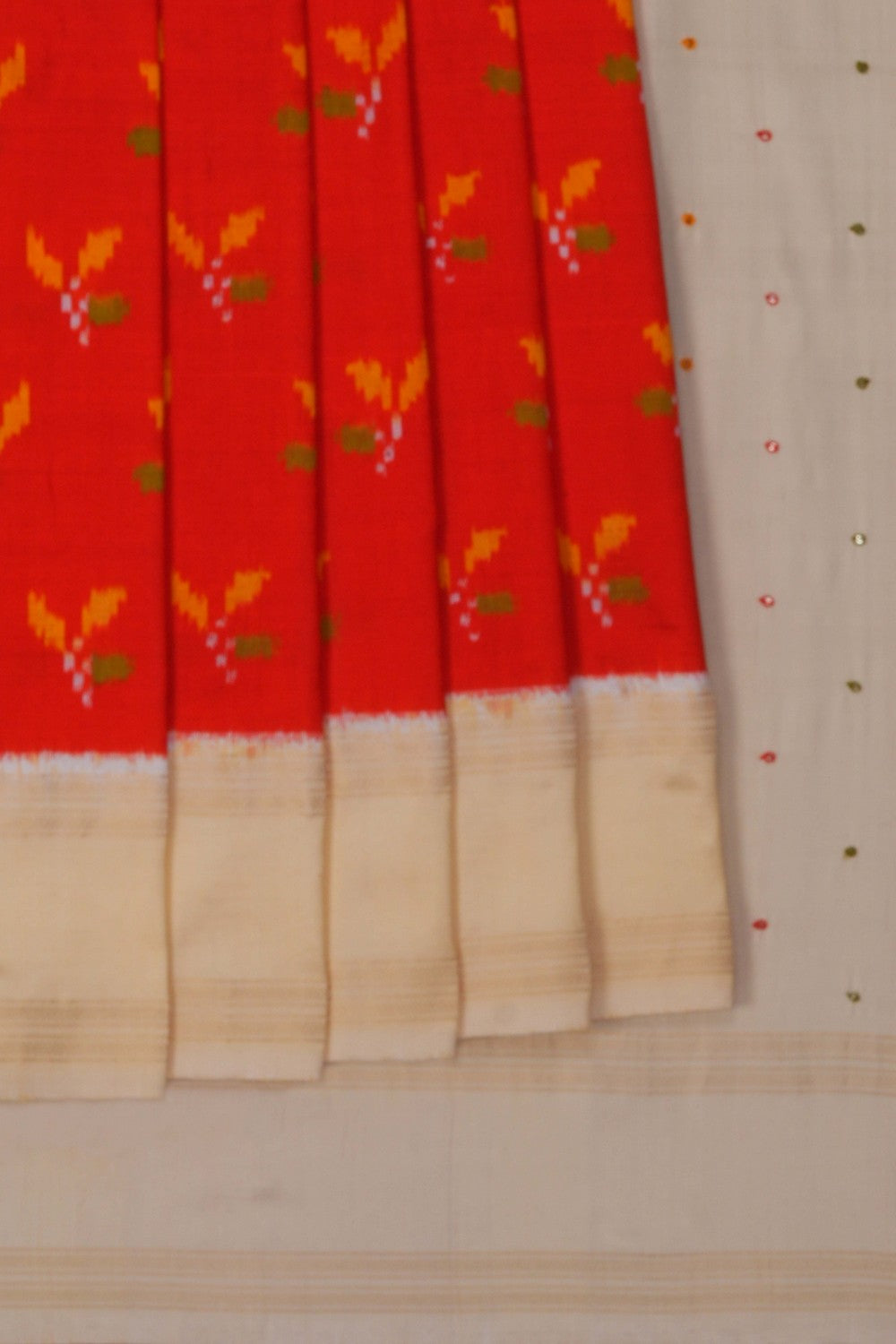 Image of A Fusion Kalamkari Pochampally Silk Saree