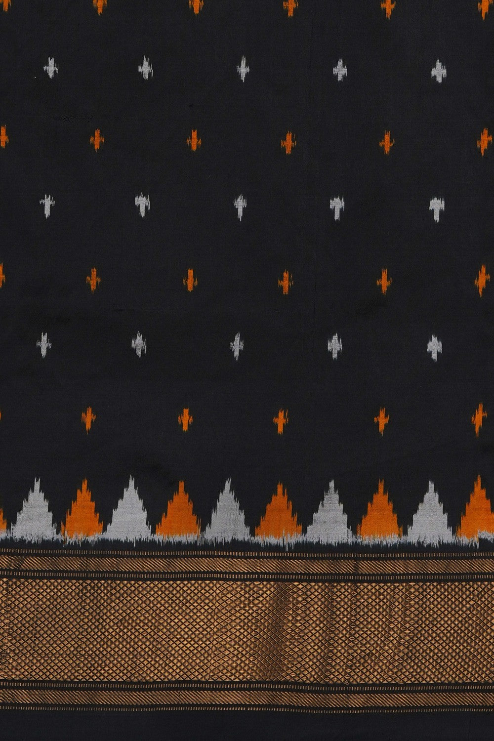 Image of A Fusion Kalamkari Pochampally Silk Saree