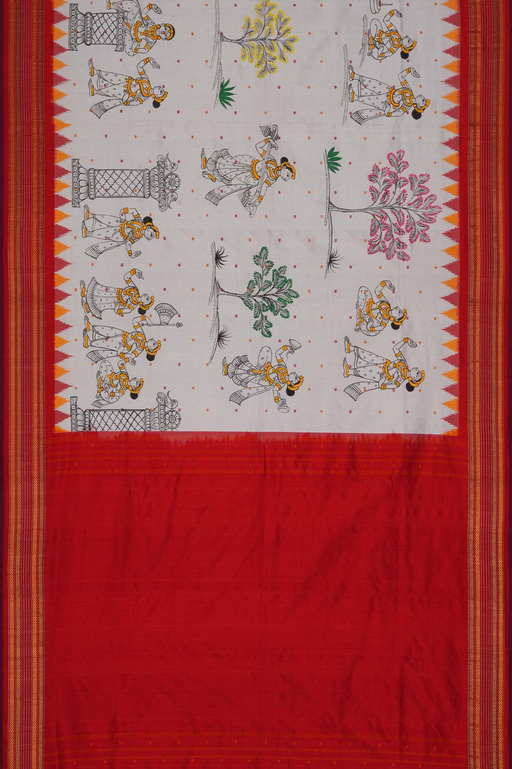 Image of A Fusion Kalamkari Pochampally Silk Saree