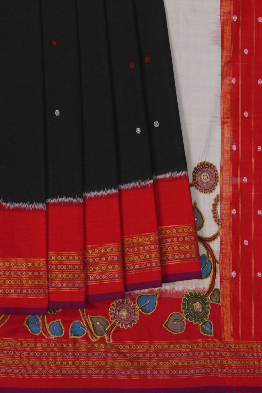 Image of A Fusion Kalamkari Pochampally Silk Saree