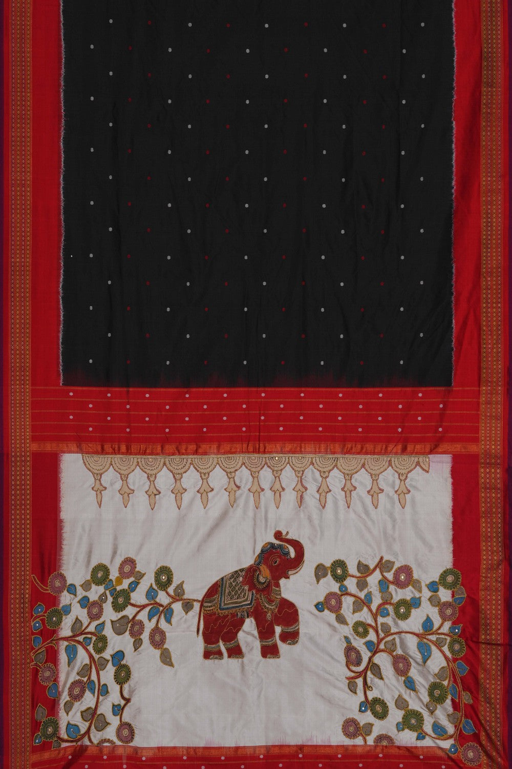 Image of A Fusion Kalamkari Pochampally Silk Saree