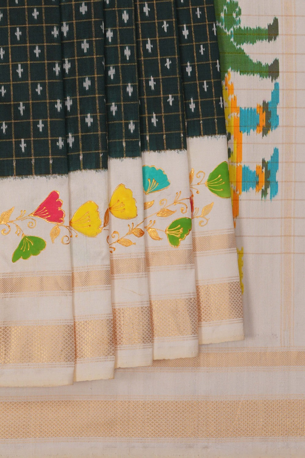 Image of A Tanjore Painting Pochampally Silk Saree