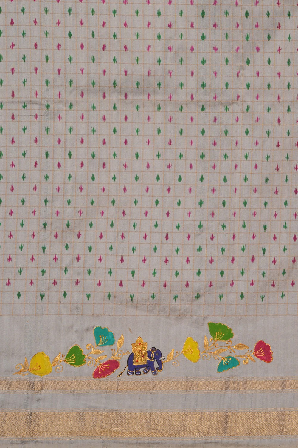 Image of A Tanjore Painting Pochampally Silk Saree