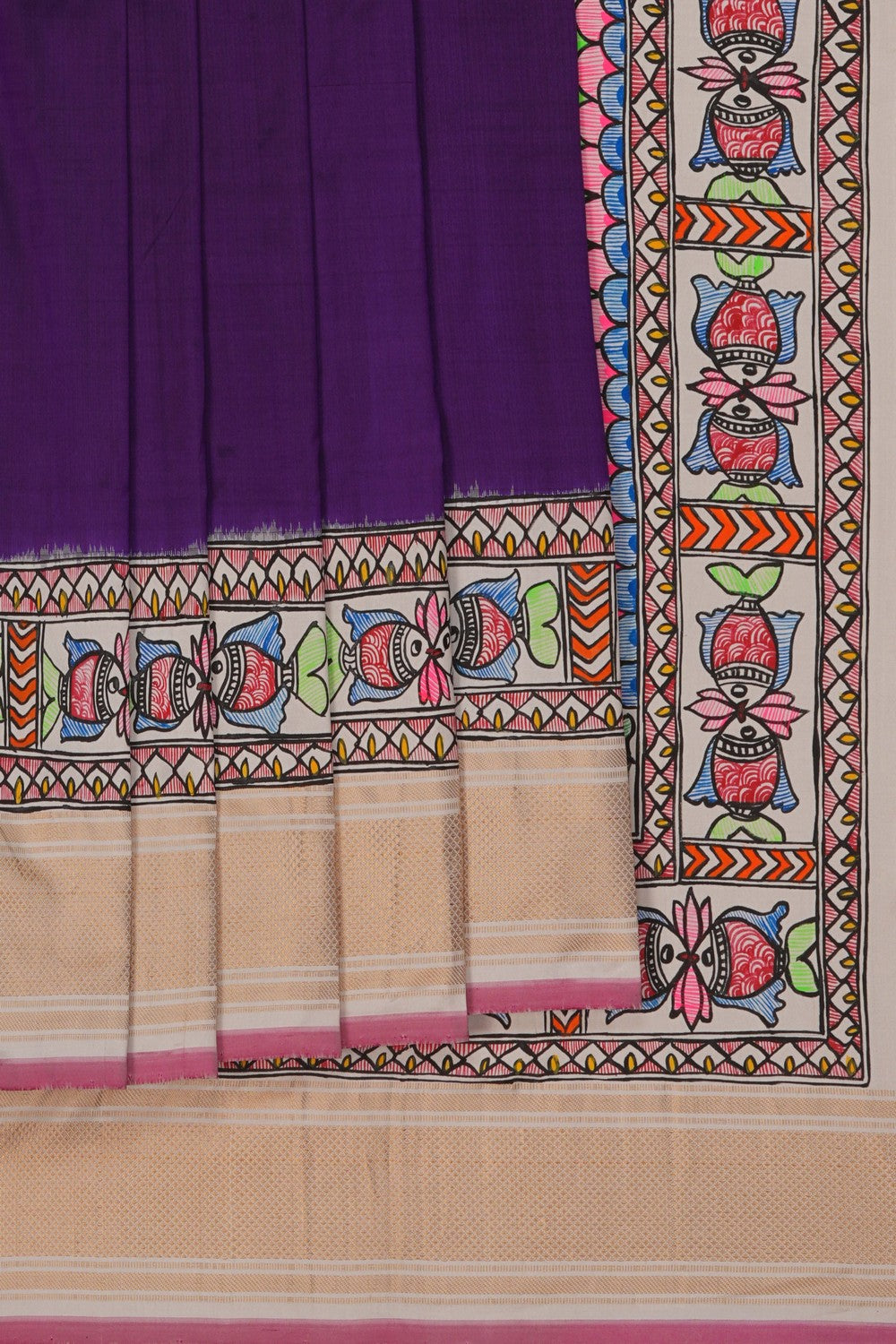 Image of Madhubani Fusion Pochampally Silk Saree