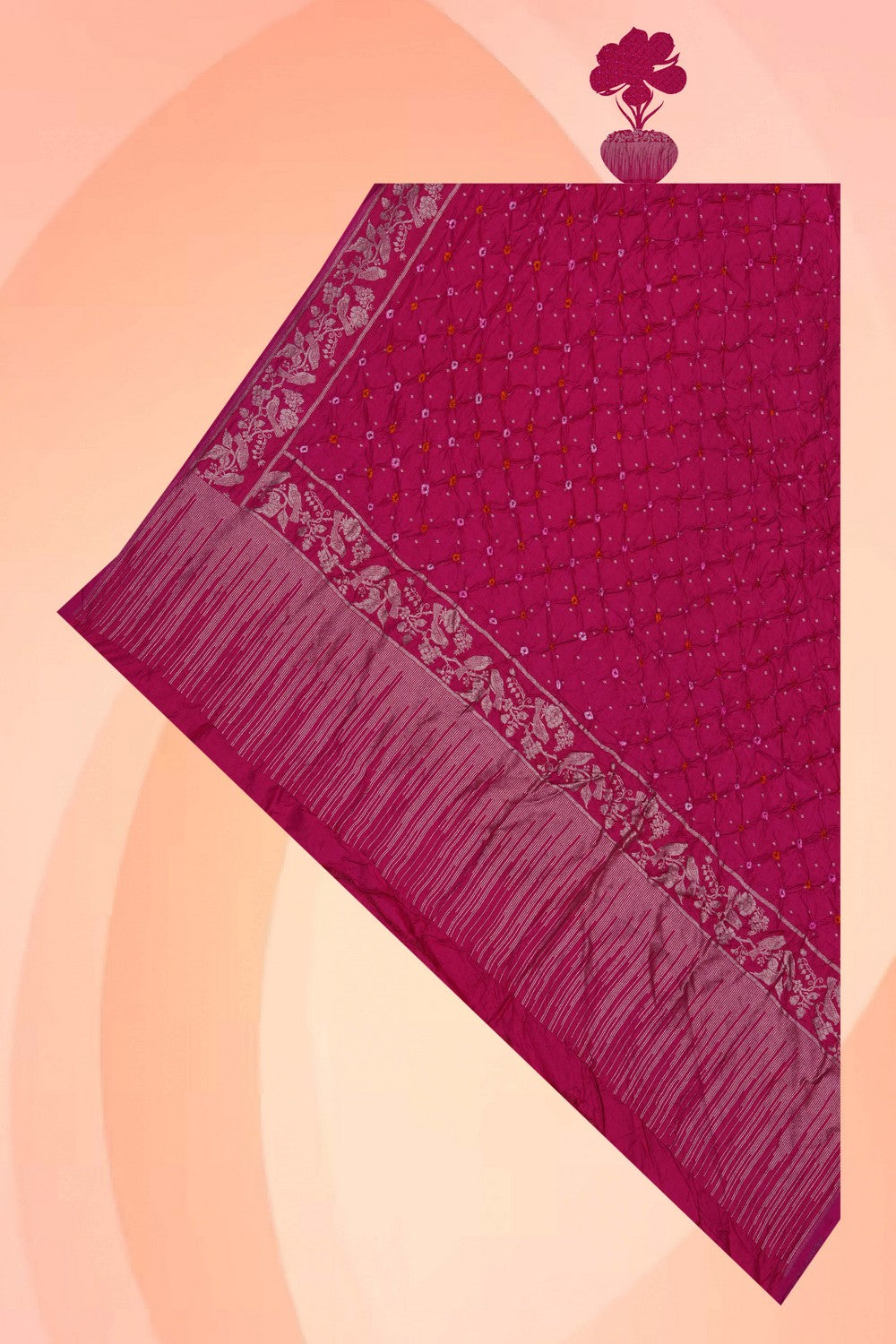Image of Pink Bandhani Silk Dupatta