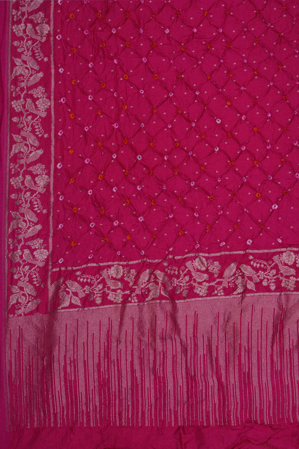 Image of Pink Bandhani Silk Dupatta