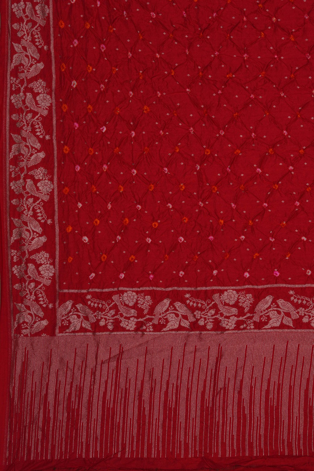 Image of Red Bandhani Silk Dupatta