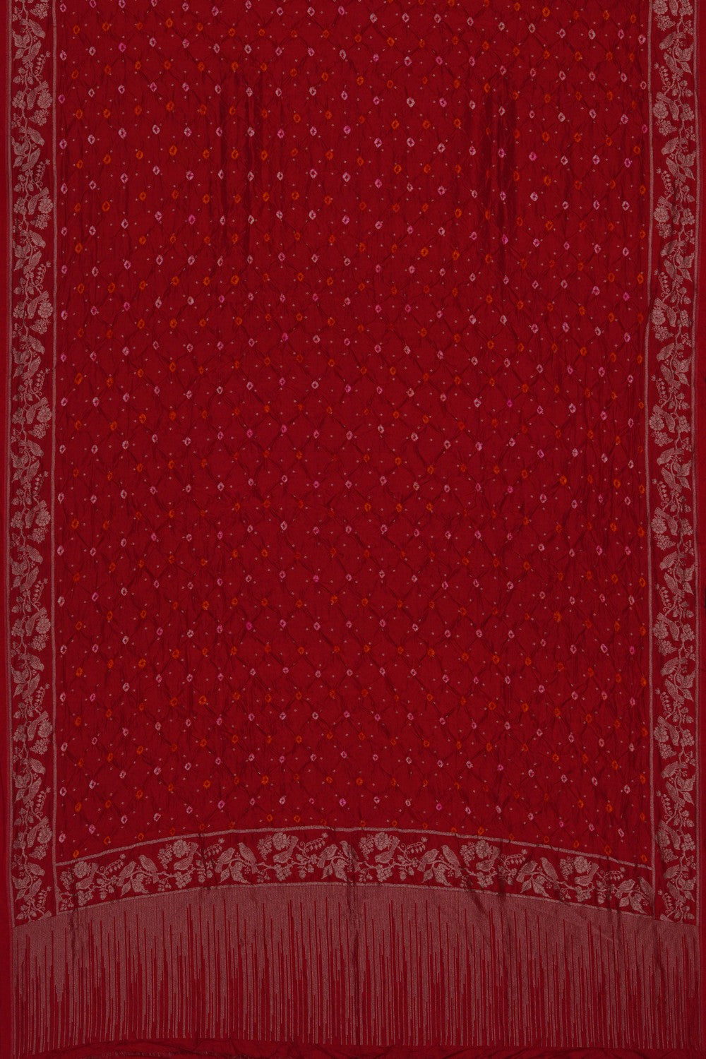 Image of Red Bandhani Silk Dupatta