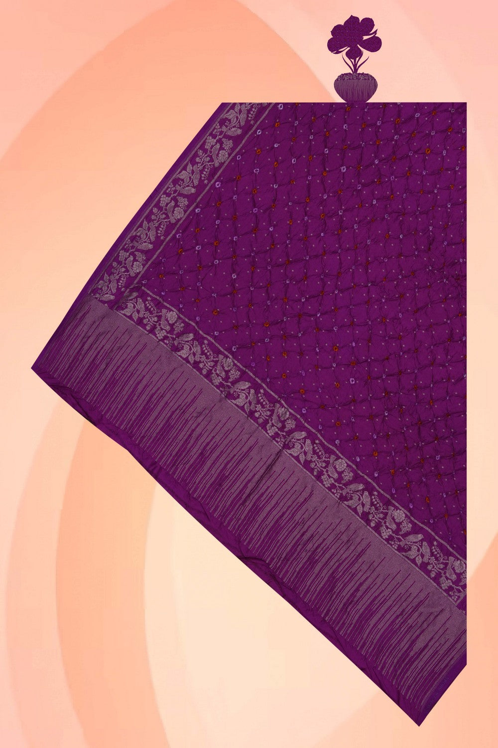 Image of Magenta Bandhani Silk Dupatta