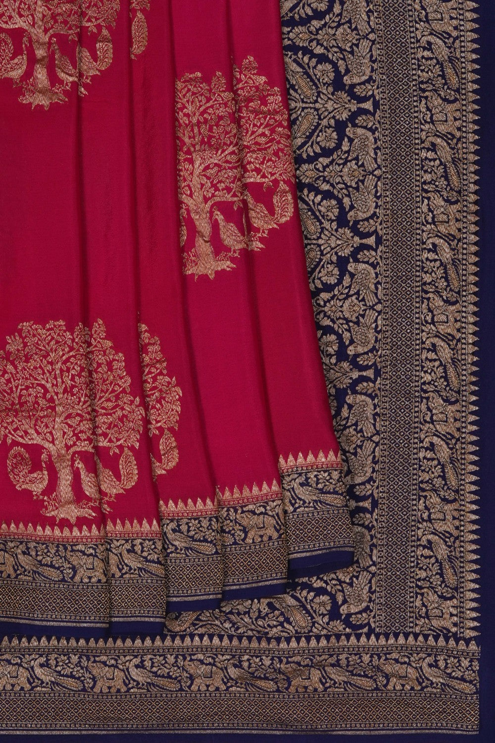 Image of Pink Banarasi Crepe Saree