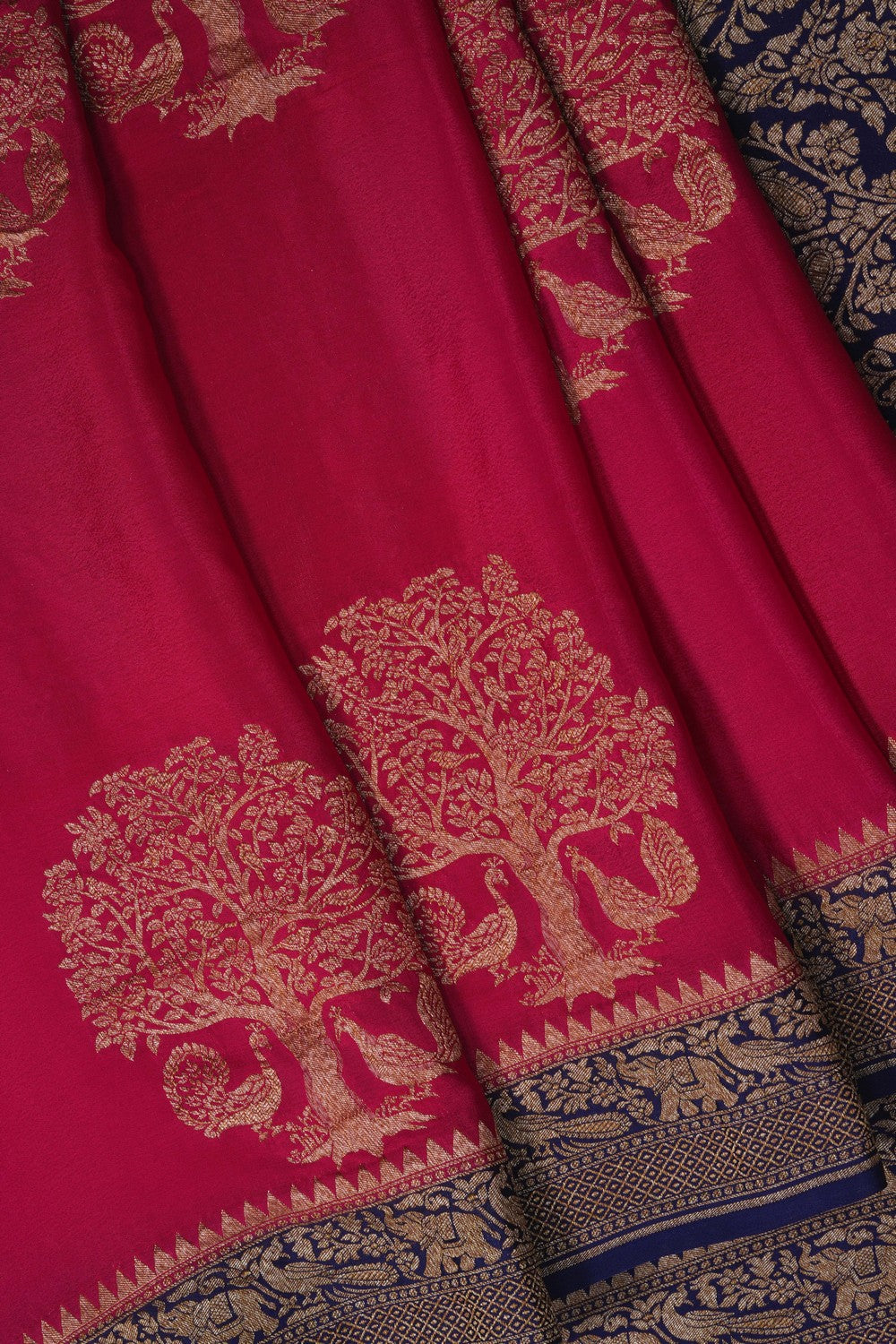 Image of Pink Banarasi Crepe Saree