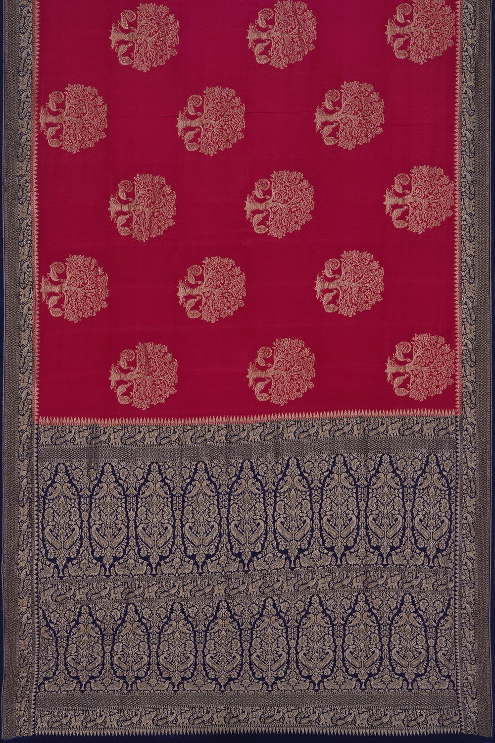 Image of Pink Banarasi Crepe Saree