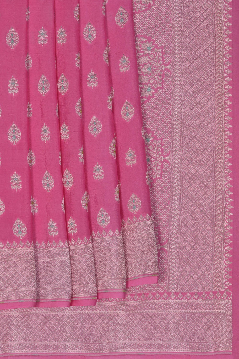Image of Pink Banarasi Crepe Saree