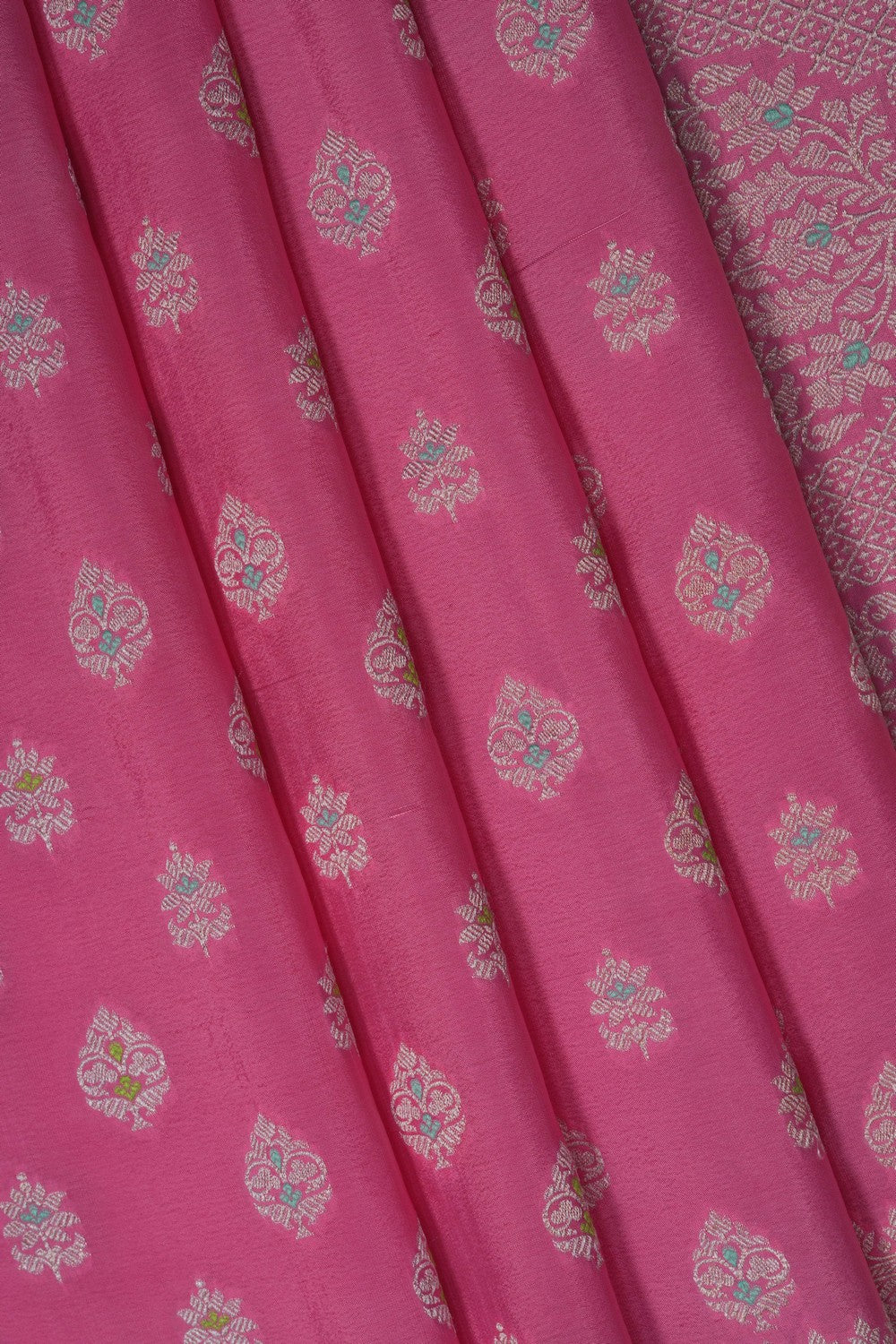 Image of Pink Banarasi Crepe Saree