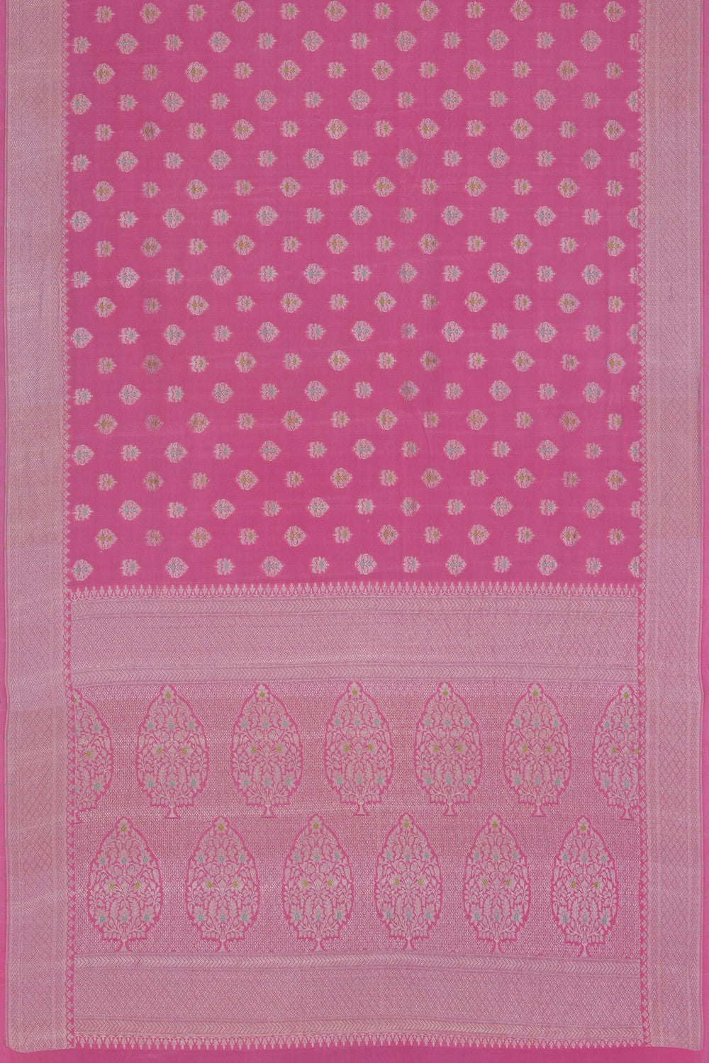 Image of Pink Banarasi Crepe Saree