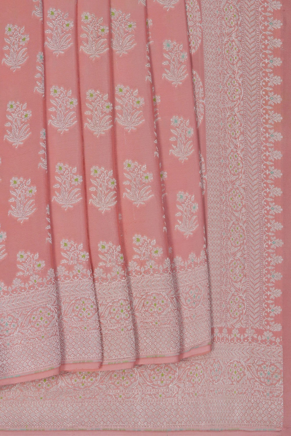 Image of Pink Banarasi Crepe Saree
