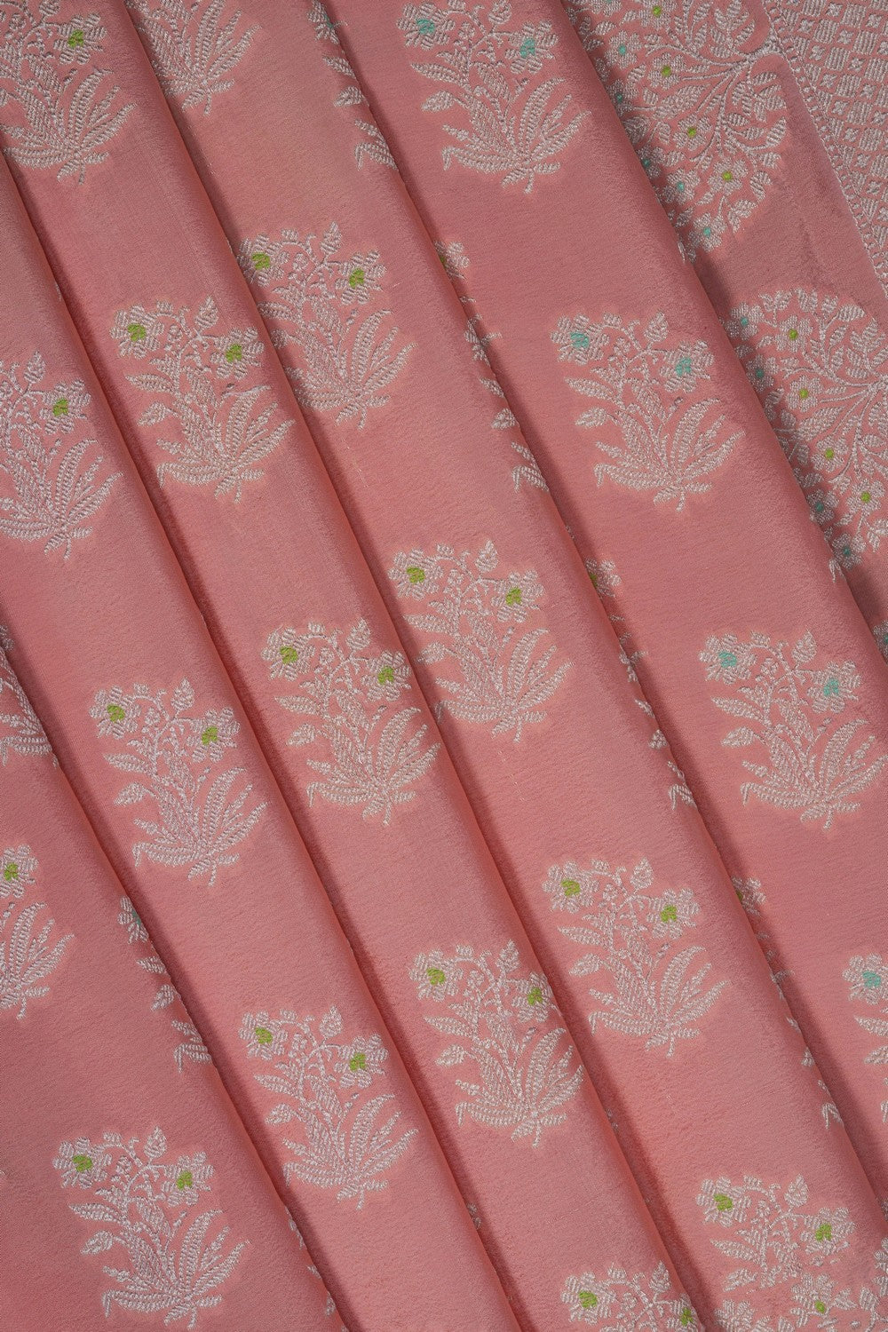 Image of Pink Banarasi Crepe Saree