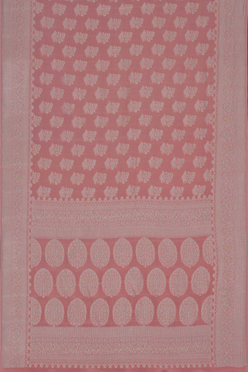 Image of Pink Banarasi Crepe Saree