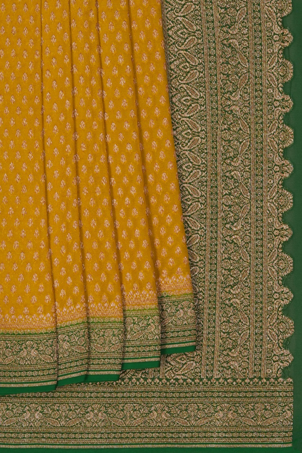Image of Yellow Banarasi Georgette Saree