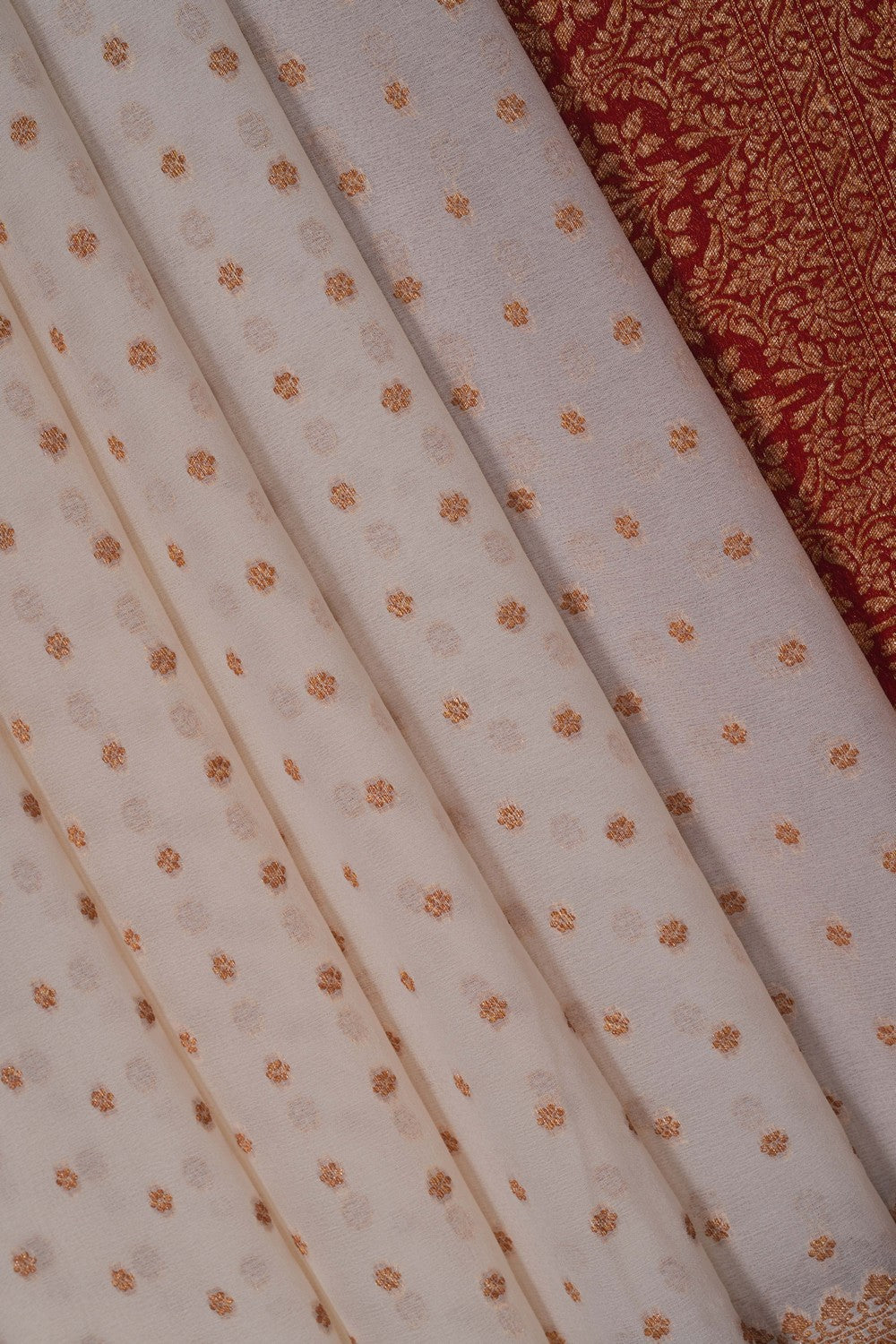 Image of Off-White Banarasi Georgette Saree