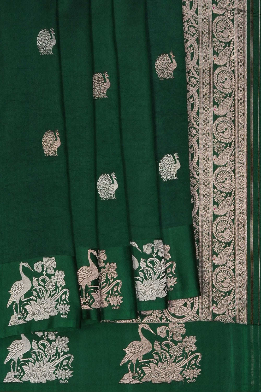 Image of Green Banarasi Silk Saree