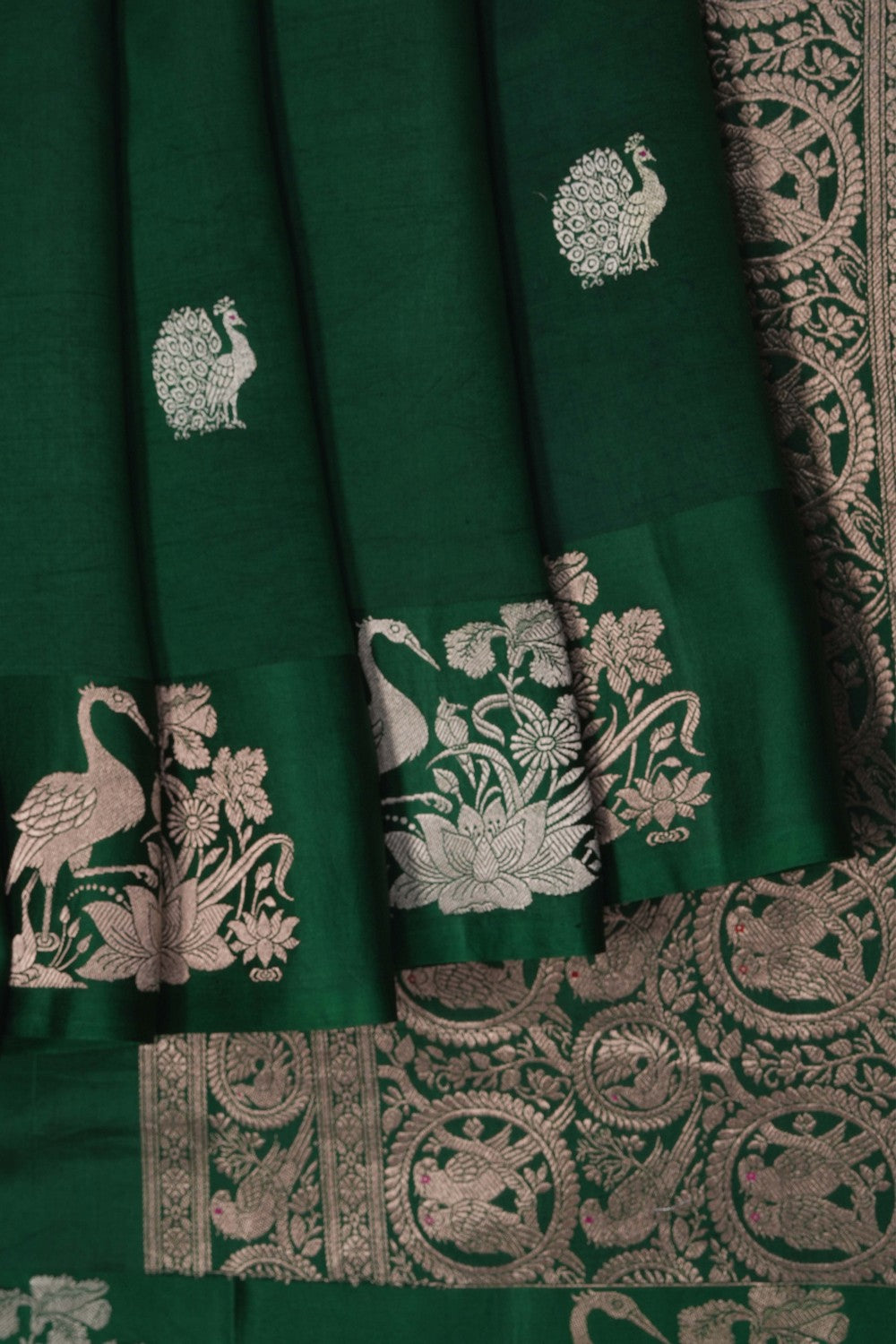 Image of Green Banarasi Silk Saree