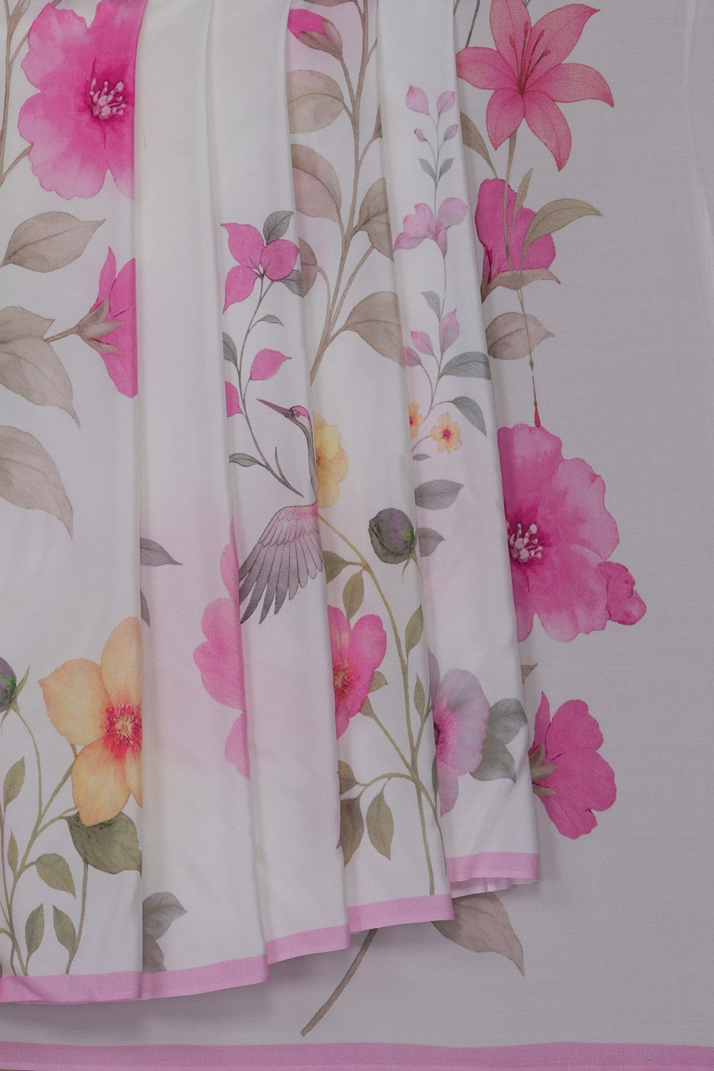 Image of A Floral Print Crepe Saree