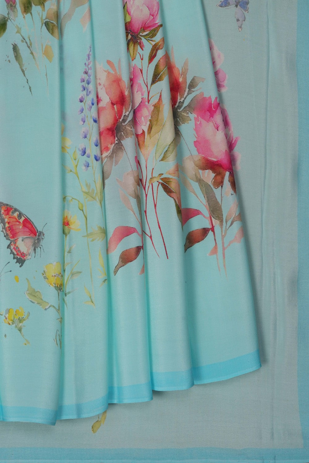 Image of A Floral Print Crepe Saree