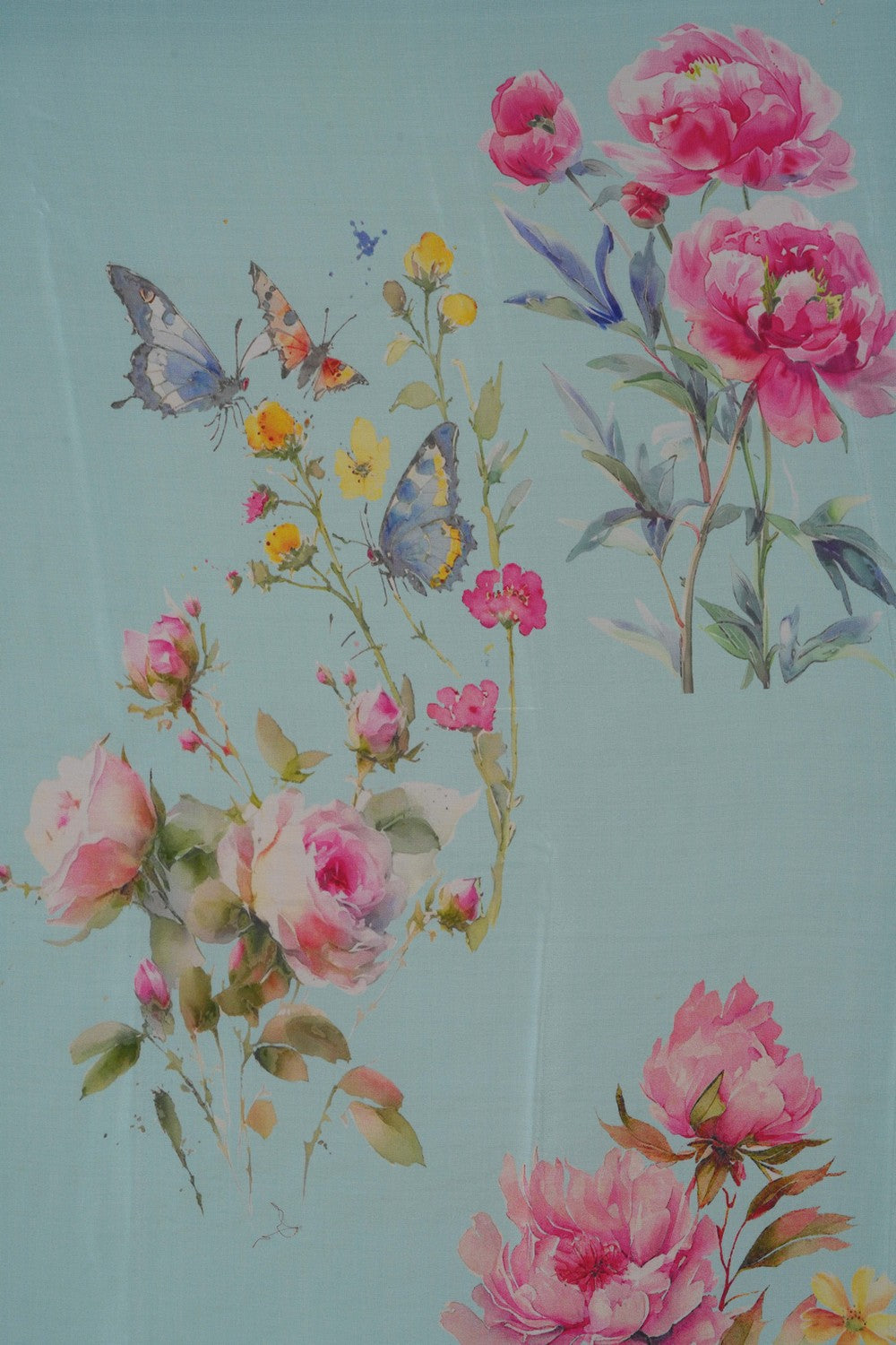 Image of A Floral Print Crepe Saree