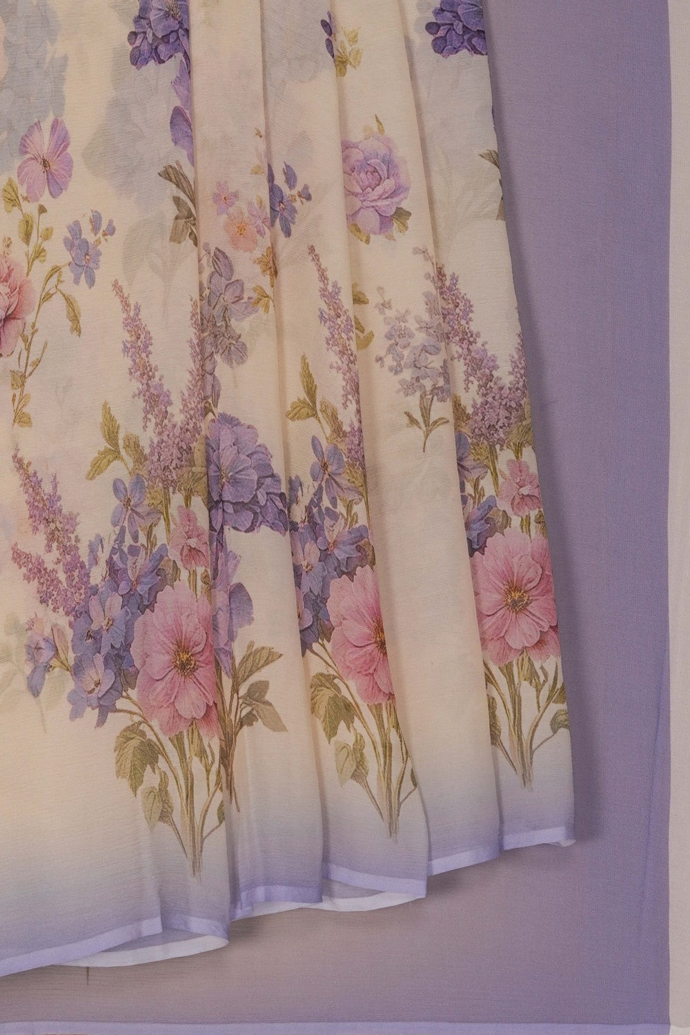 Image of A Floral Print Chiffon Saree