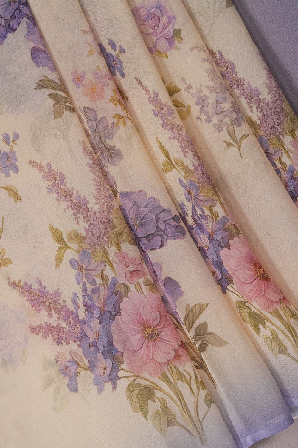 Image of A Floral Print Chiffon Saree