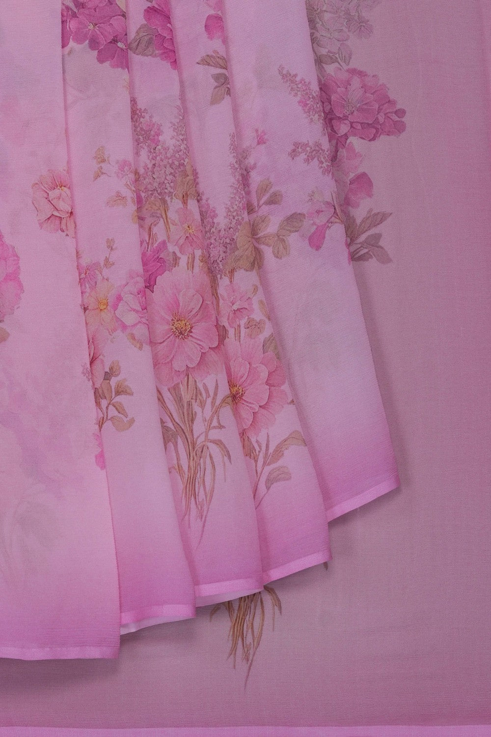 Image of A Floral Print Chiffon Saree