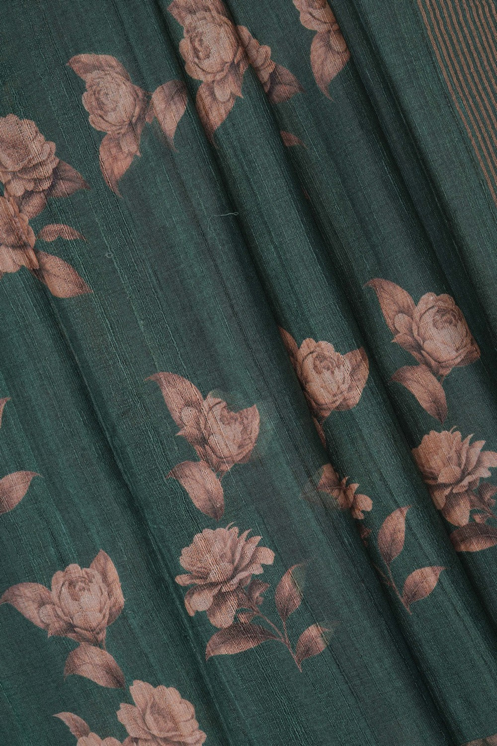Image of Bottle-Green Desi Tussar Silk Saree