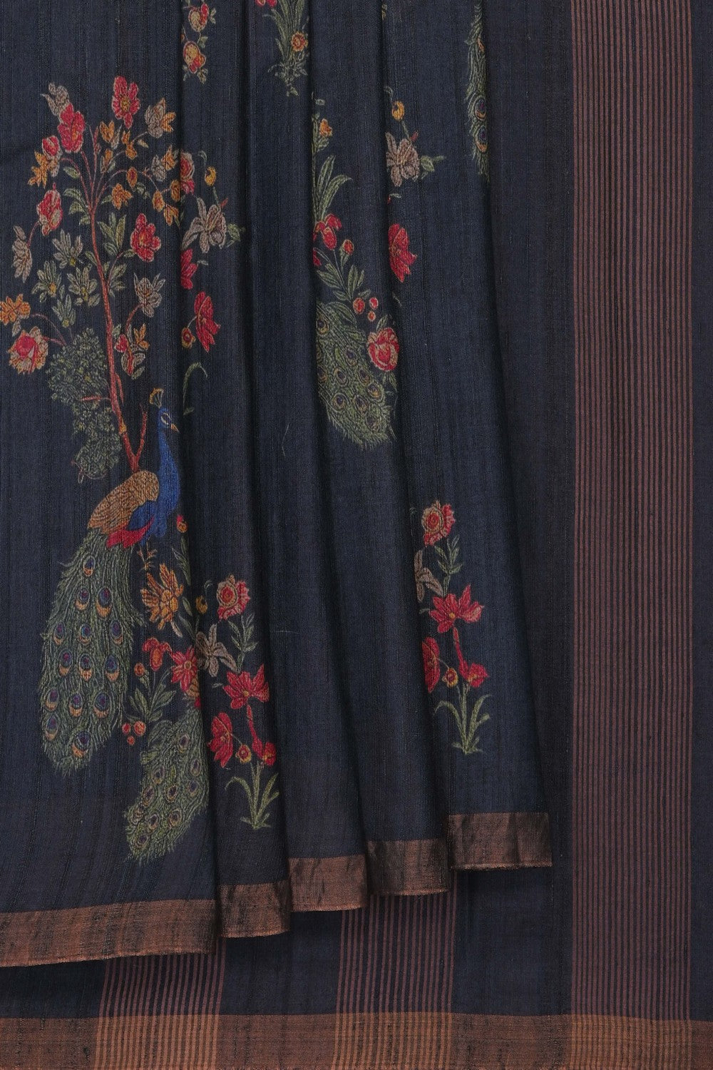 Image of Slate Grey Desi Tussar Silk Saree