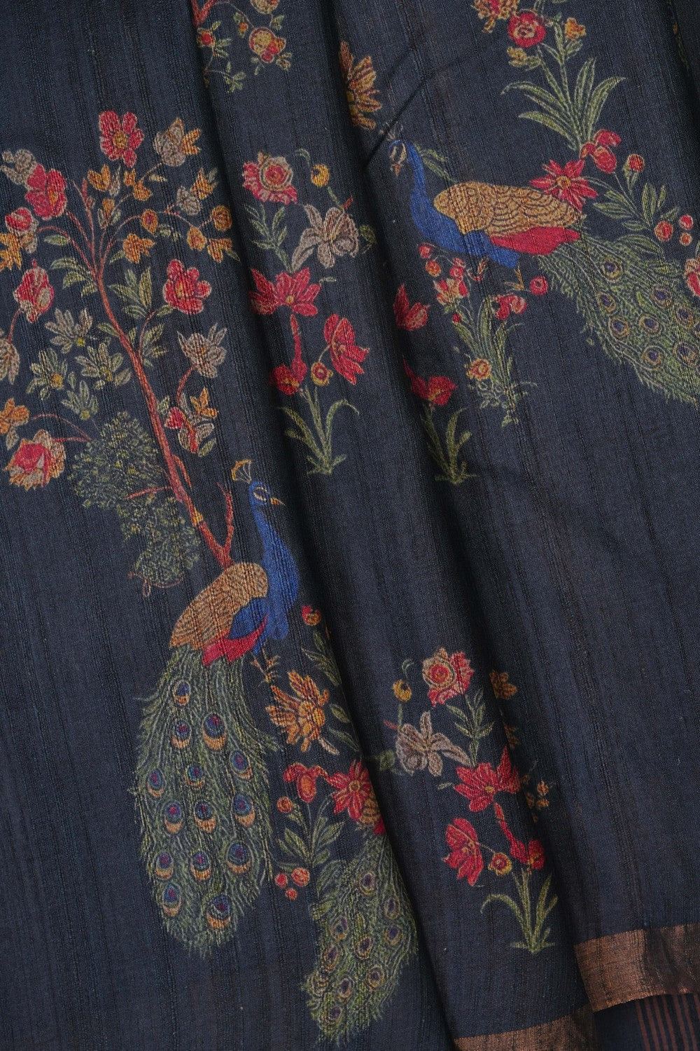 Image of Slate Grey Desi Tussar Silk Saree