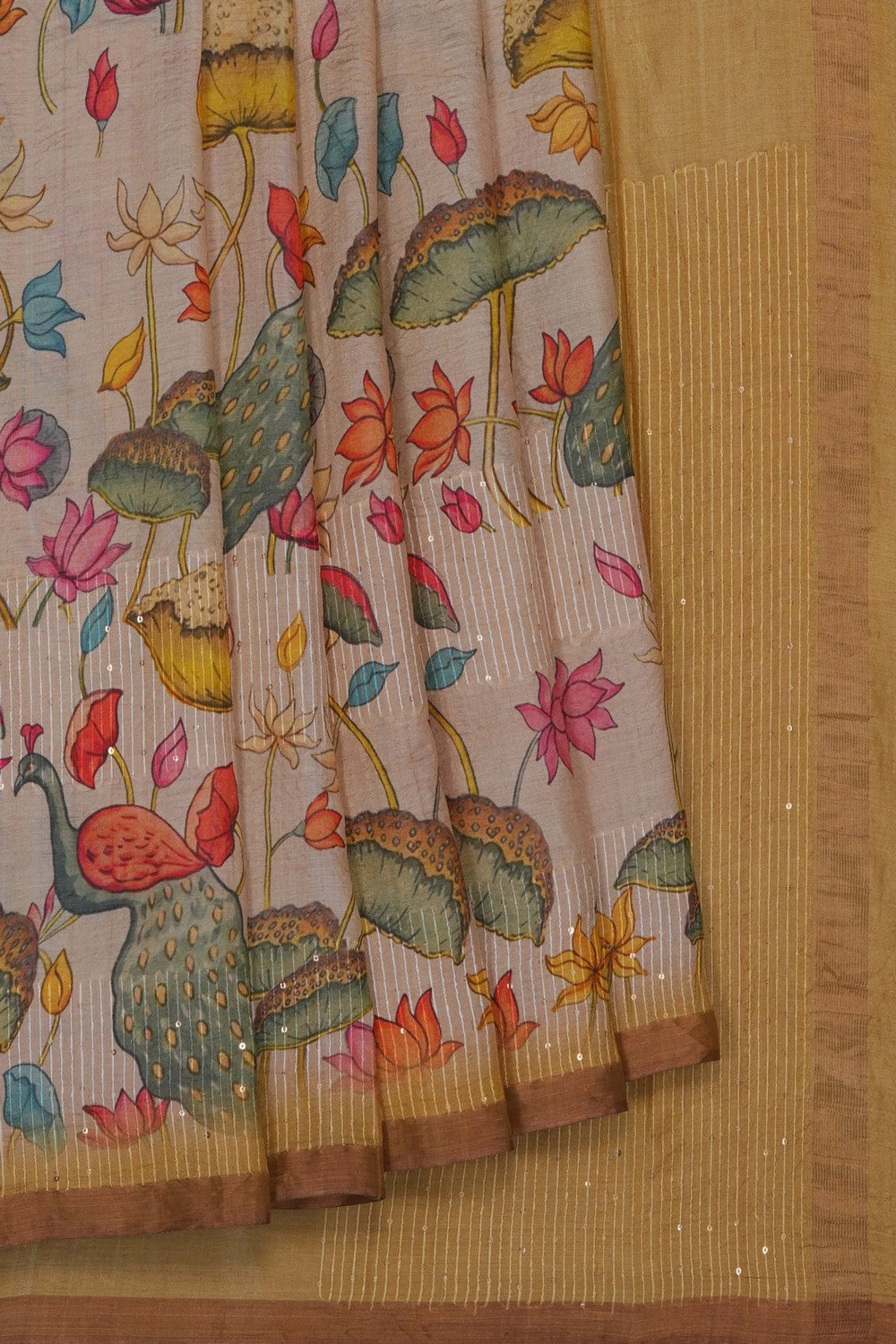 Image of Off-White Desi Tussar Silk Saree