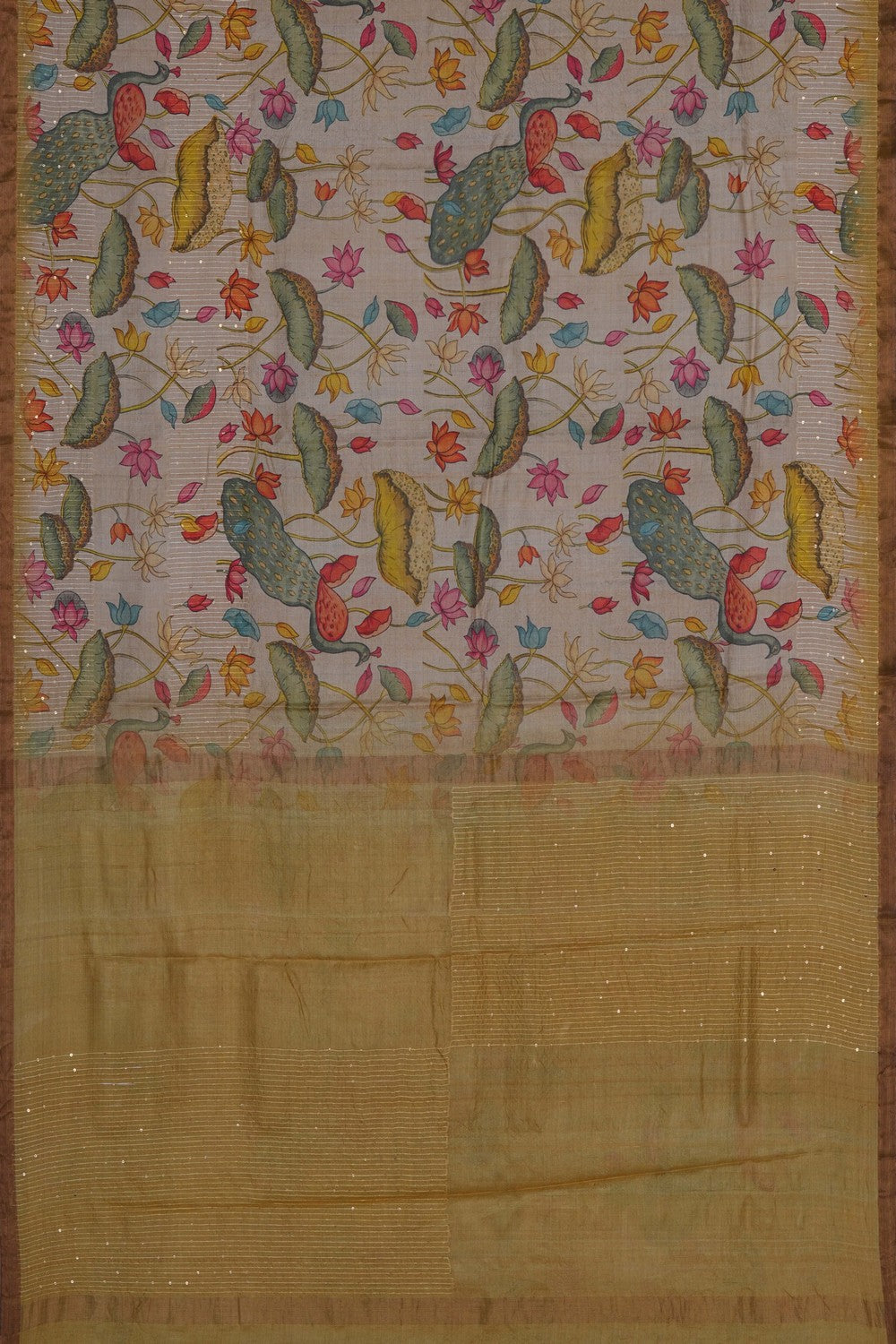 Image of Off-White Desi Tussar Silk Saree