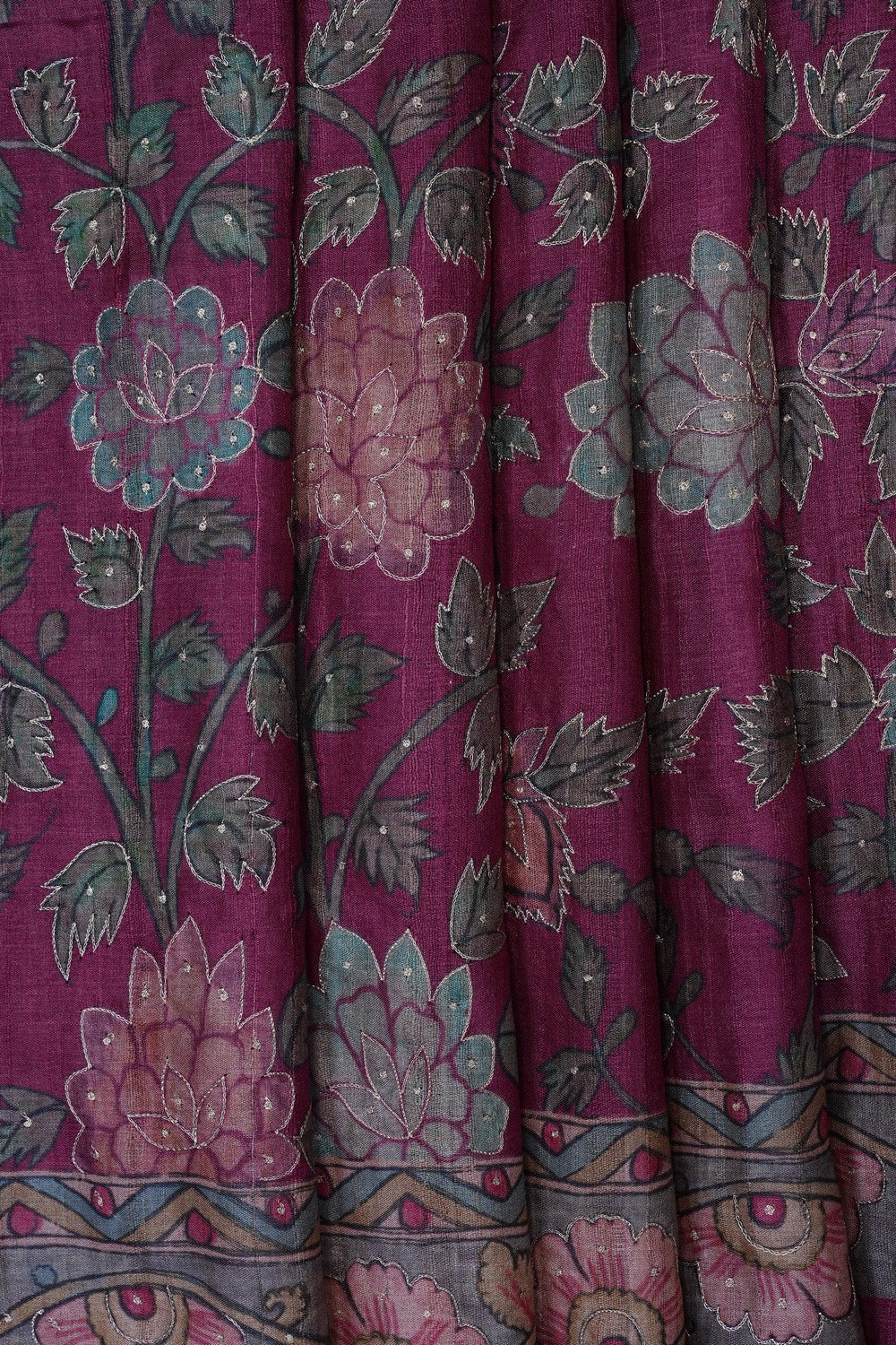 Image of Plum-Pink Desi Tussar Silk Saree