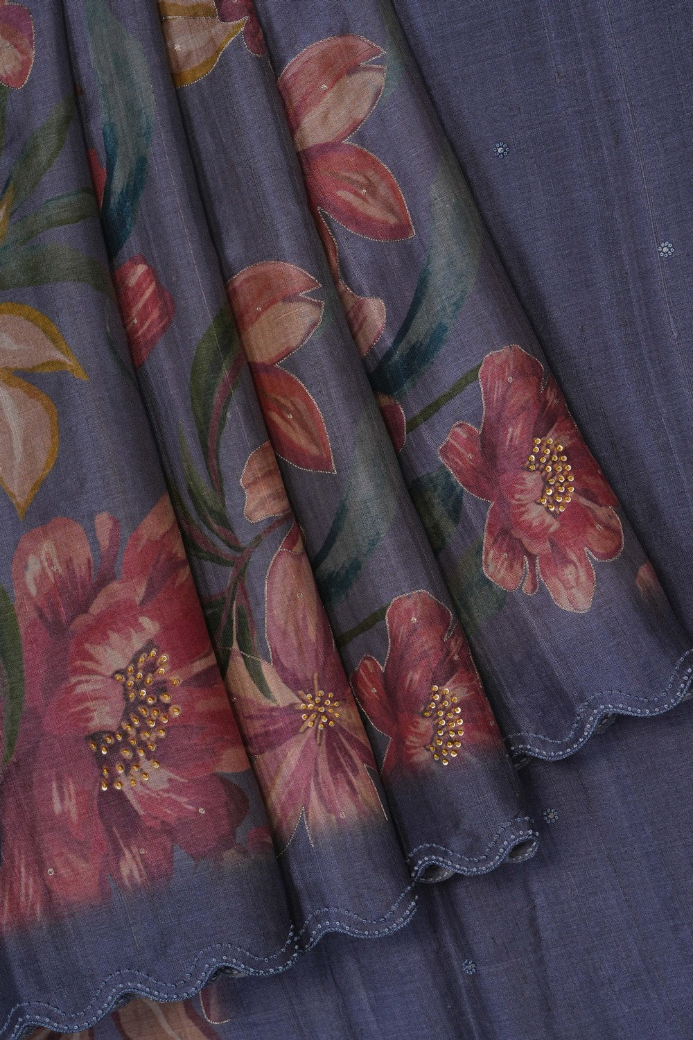 Image of Grey Desi Tussar Silk Saree