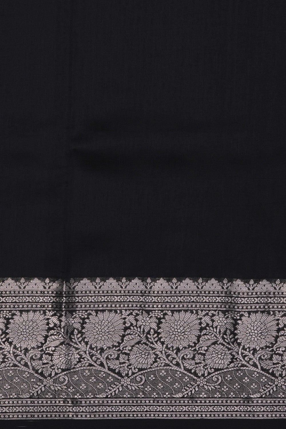 Image of Black Floral Printed Kora Saree