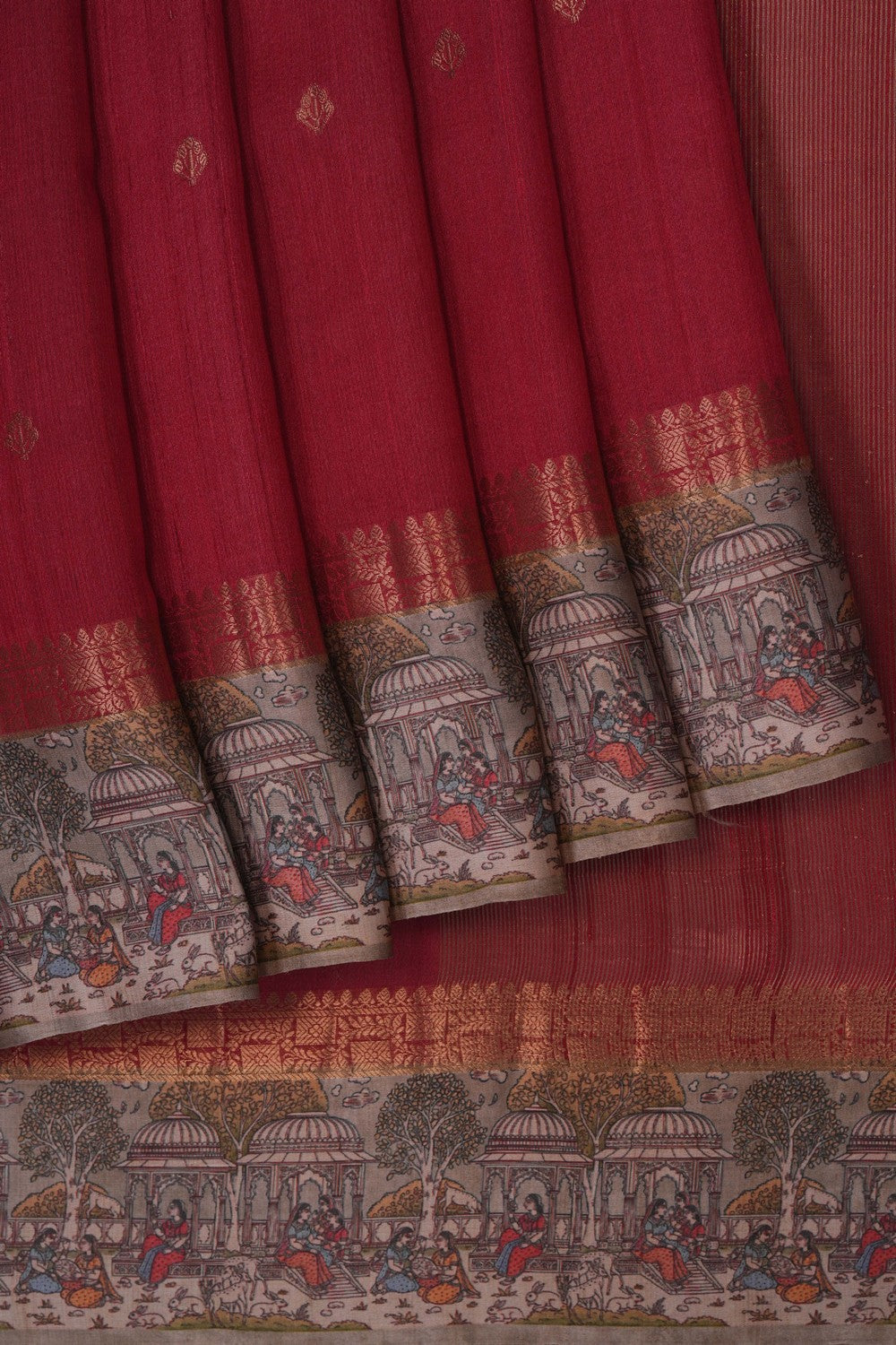 Image of Red Desi Tussar Silk Saree