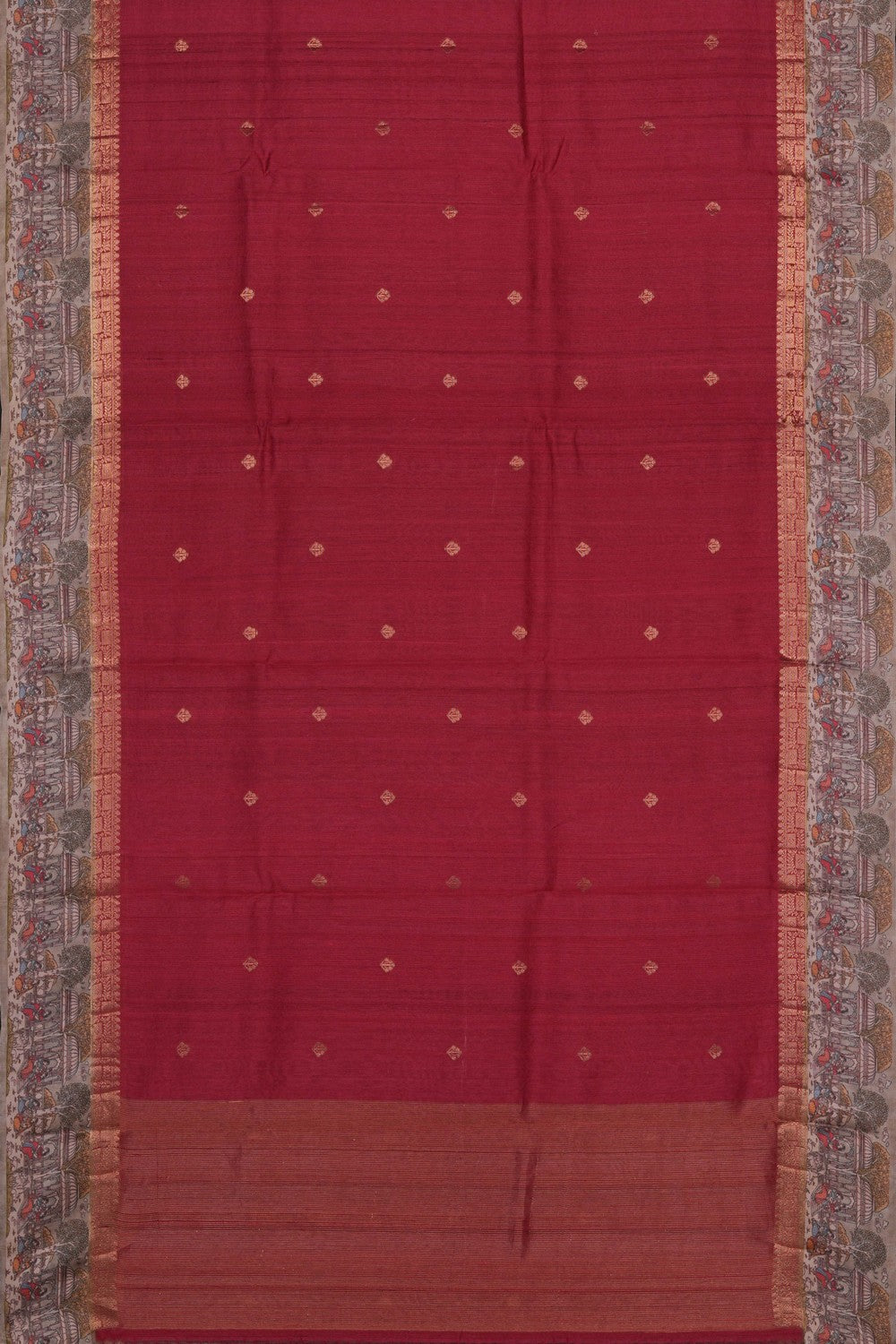 Image of Red Desi Tussar Silk Saree