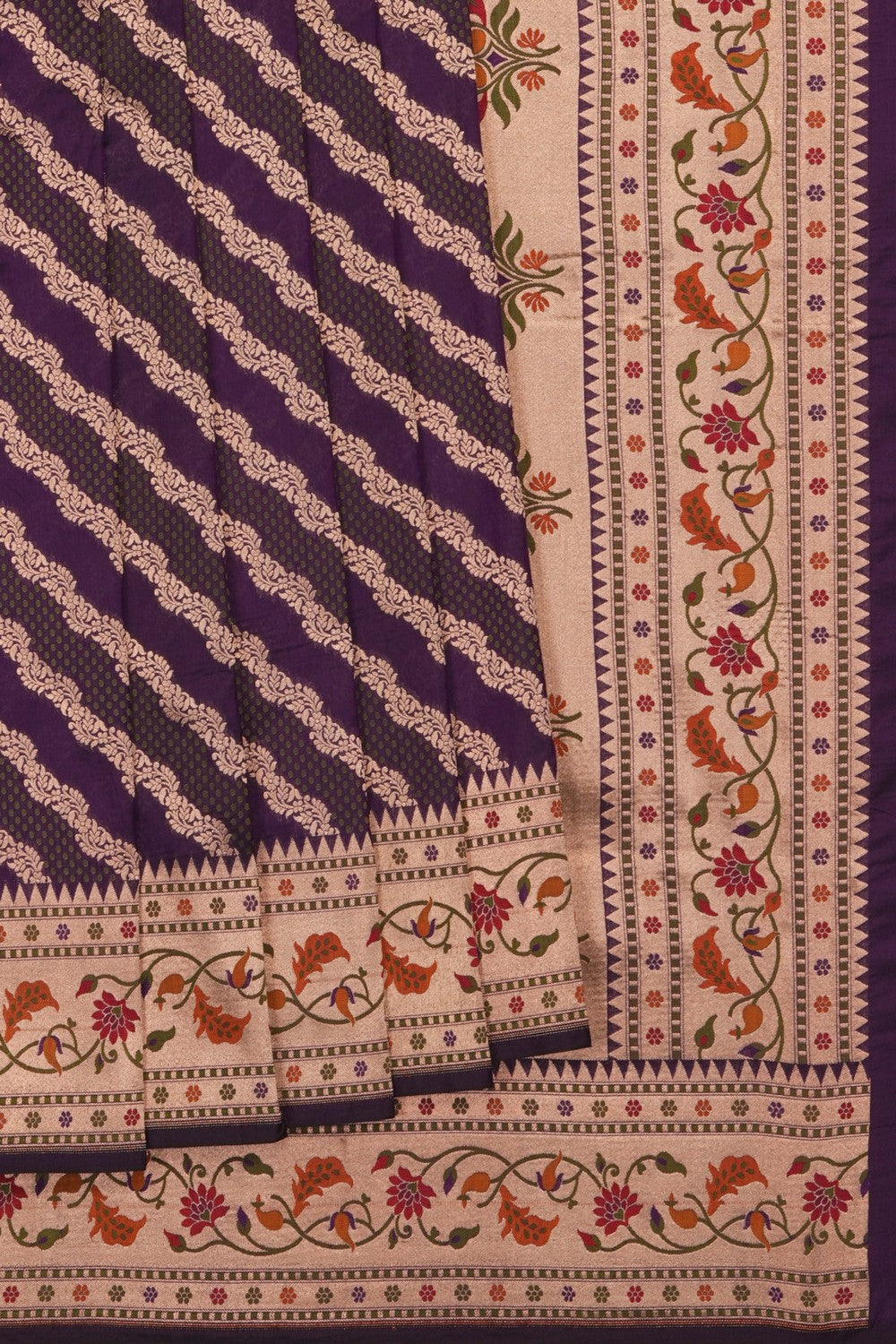 Image of Purple Banarasi Silk Saree