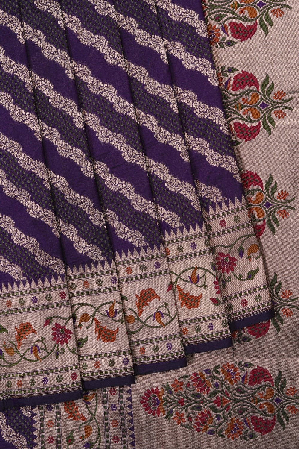 Image of Purple Banarasi Silk Saree