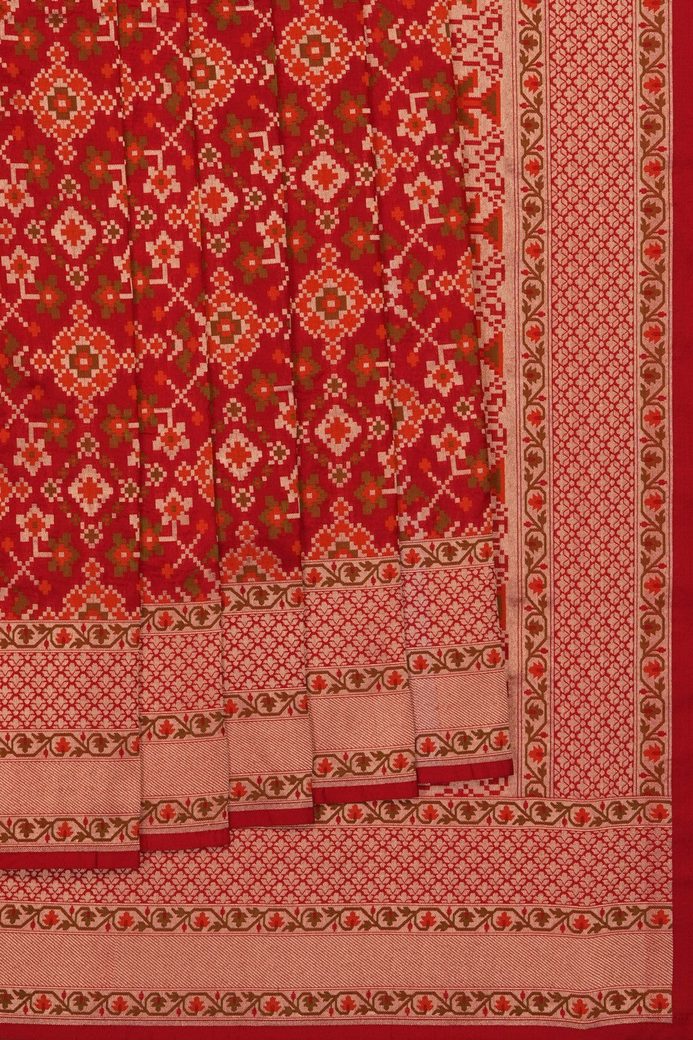 Image of Red Banarasi Silk Brocade Saree