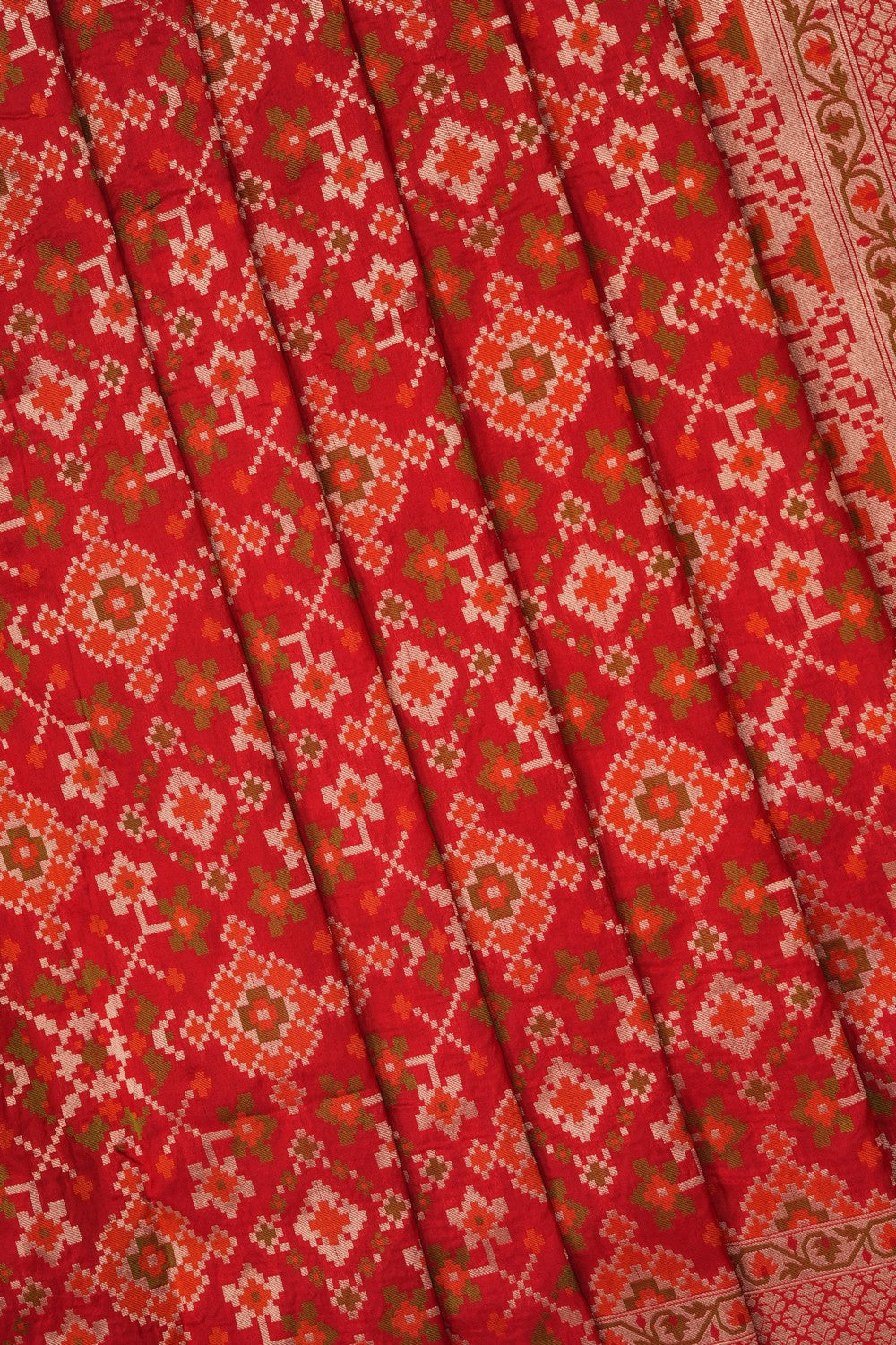 Image of Red Banarasi Silk Brocade Saree